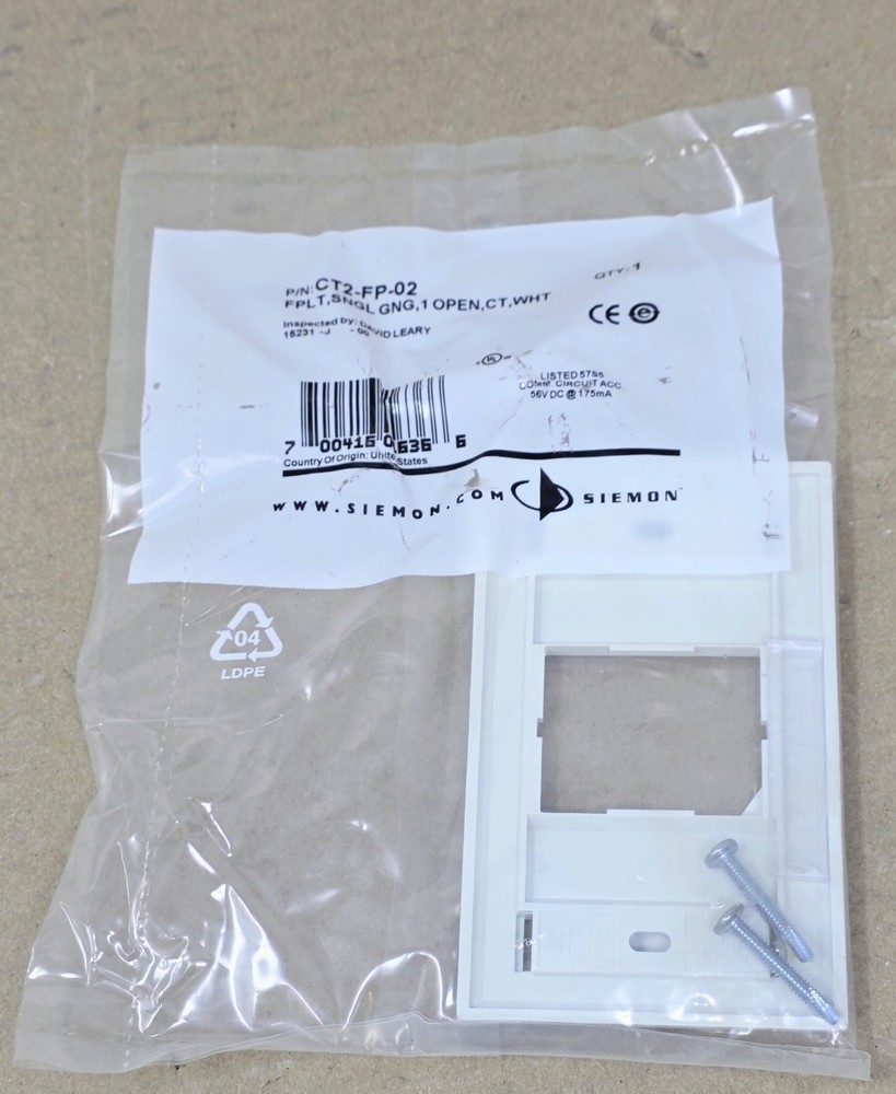 SIEMON CT2-FP-02 White Faceplate