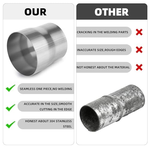 Exhaust Adapter Connector 3" ID to 3.5" OD, Exhaust Pipe Reducer 4" Overall