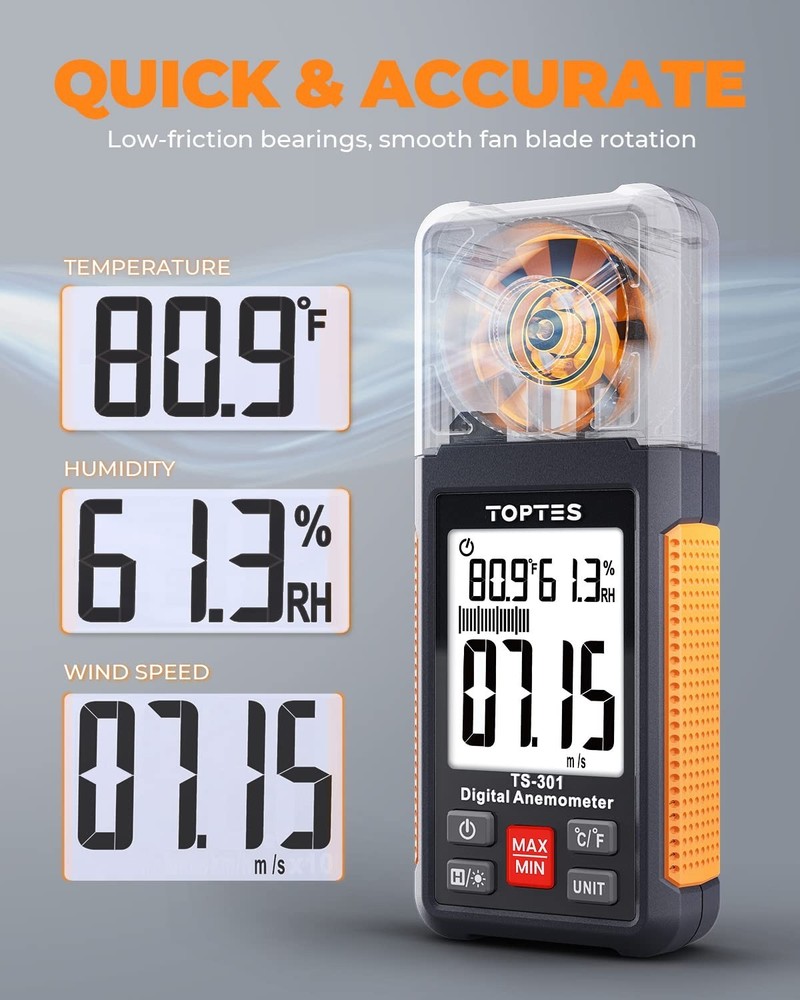 Digital Anemometer, Wind Speed Meter with 2.26-inch Big Backlight LCD Screen,...