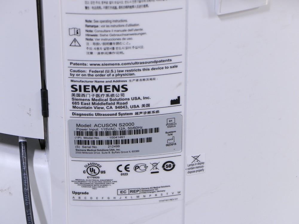 Siemens Acuson S2000 Ultrasound System