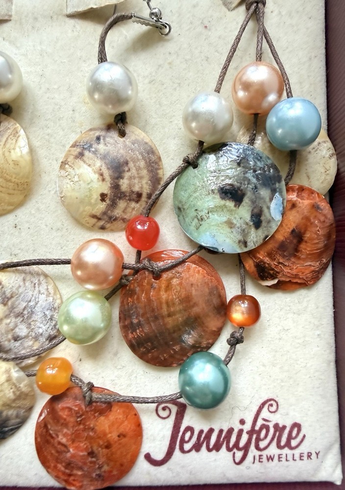Jennifere Shell Necklace Earring Set Boxed Multicolour Bead Boho Gift Set Summer