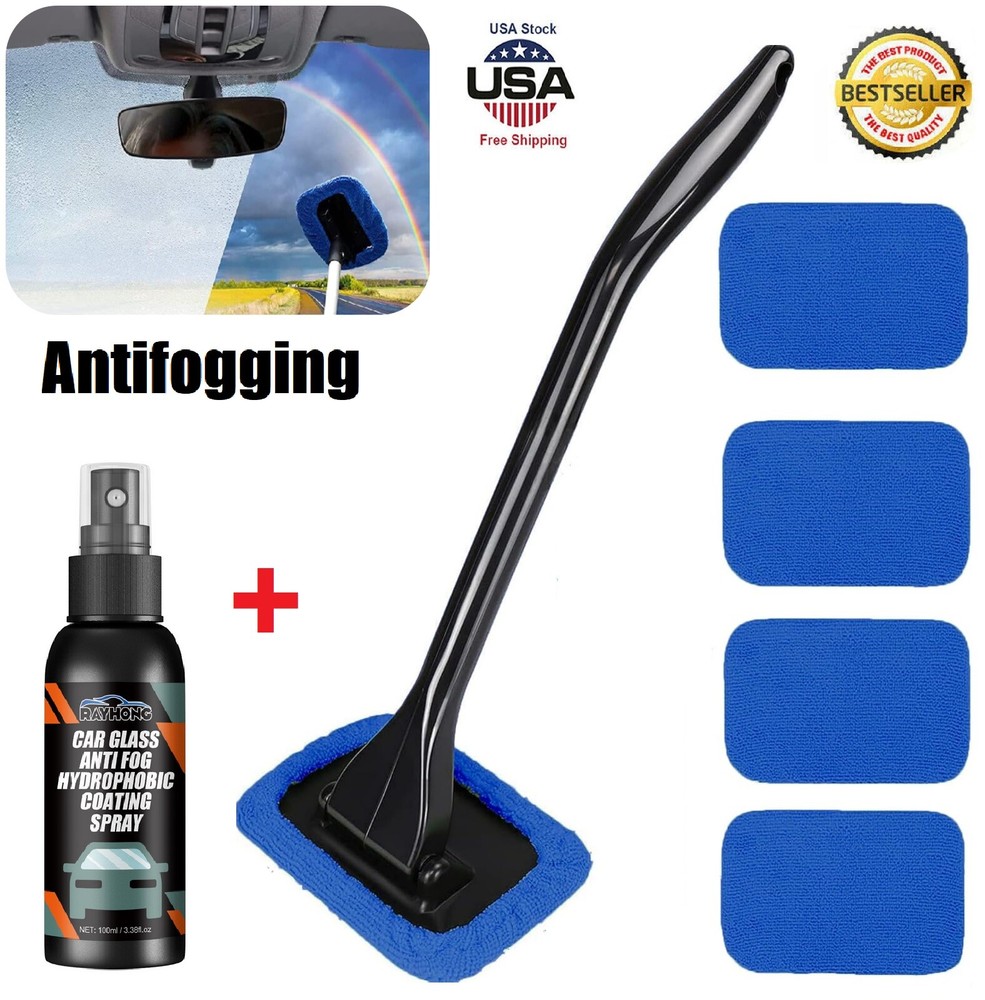 6× Window Windshield Cleaning Set Tool Microfiber Car Wiper Cleaner Glass Brush