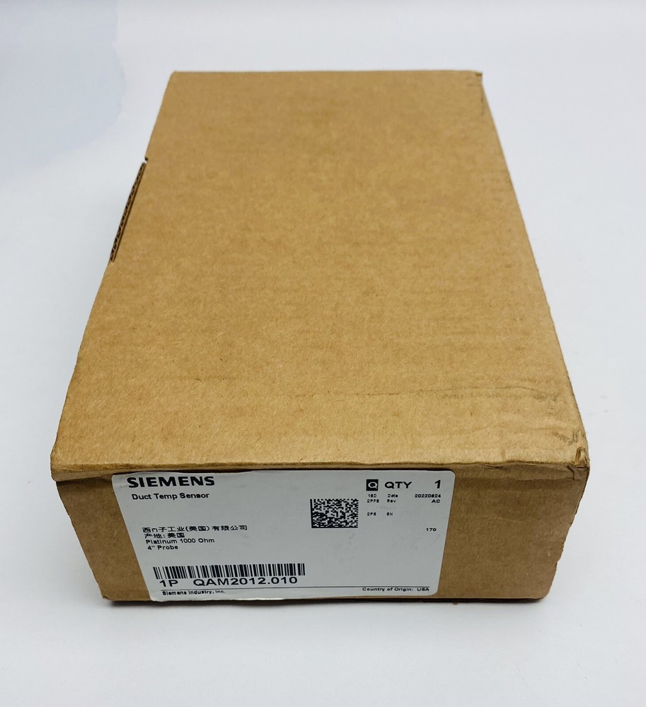 Siemens Duct Temperature Sensor QAM2012.010 Platinum 1000 Ohm 4" Probe