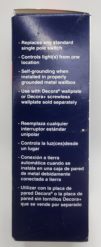 Leviton Switch 15A-120/277V AC/CA E5601-SW White Single Pole Rocker Switch