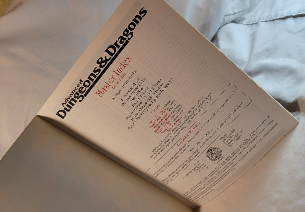 AD&D: Dungeon Master Screen & Master Index (TSR 9504)