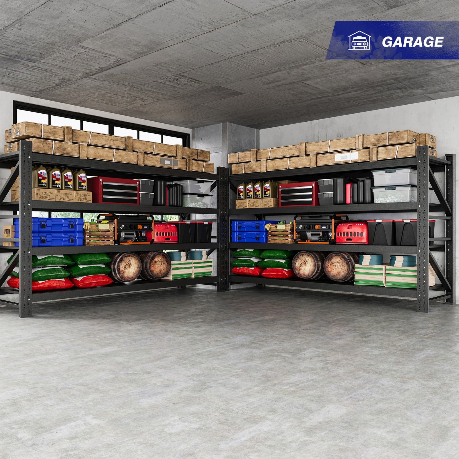 8000lb Heavy Duty Steel Shelves 68"W, Garage/Warehouse Rack Metal Storage Rack