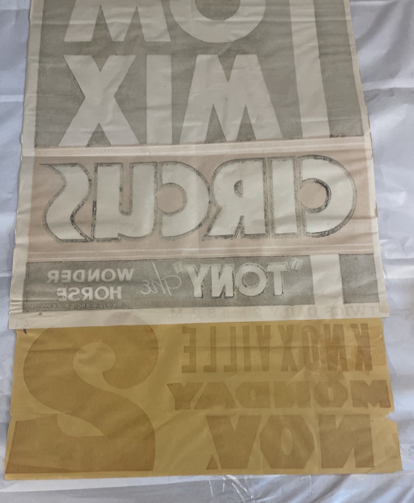 Vintage 35.5x21 Inch Tom Mix Circus Poster “Tony” The Wonder Horse Knoxville Ten