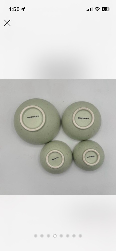 Greg Natale Ceramic Measuring Cup Set Speckled Light Green Nesting 4 Piece