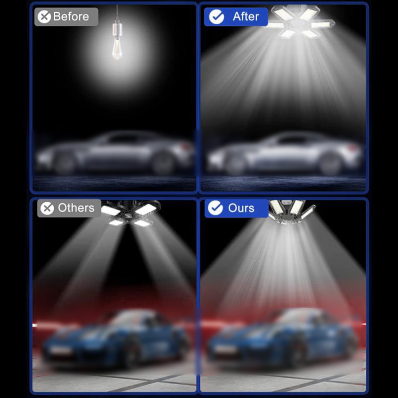 12000000LM LED Garage Light Super Bright Work Shop Ceiling Light Deformable Bulb