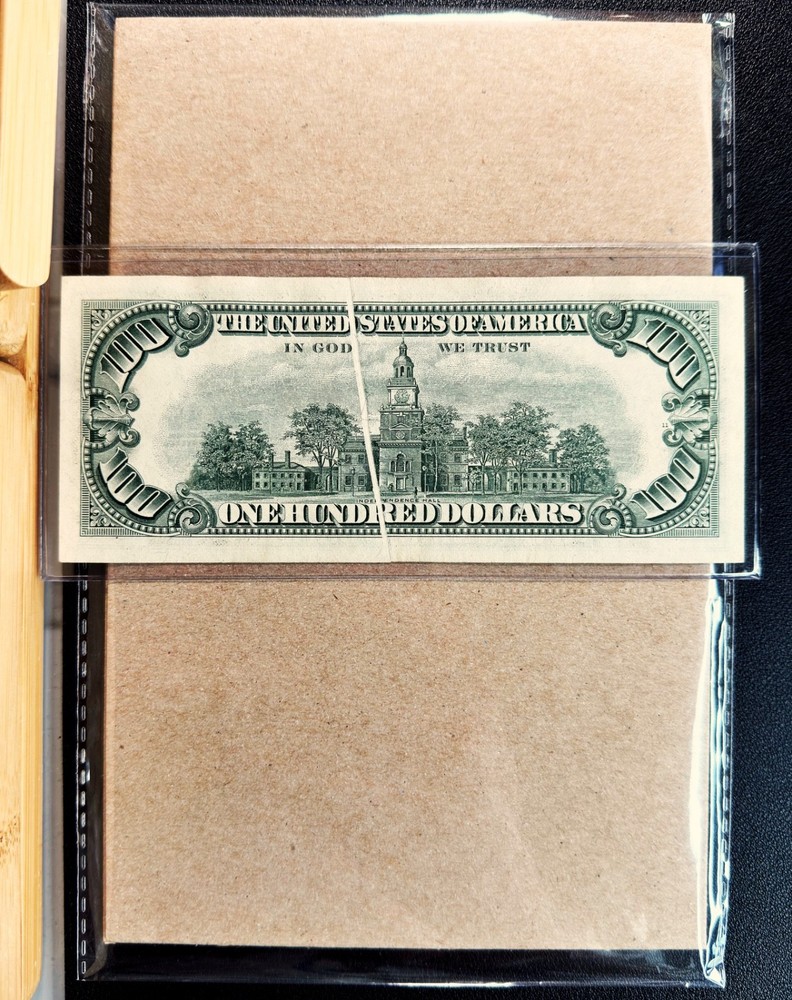 1969C $100 Federal Reserve Note DALLAS "GUTTER FOLD ERROR" - AU