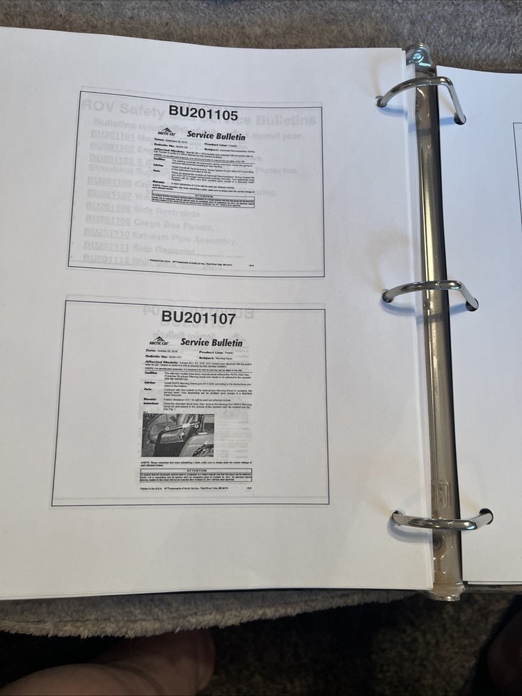 2012 ARCTIC CAT SERVICE UPDATE MANUAL 2012,FALL 2011, USED, M-2-3