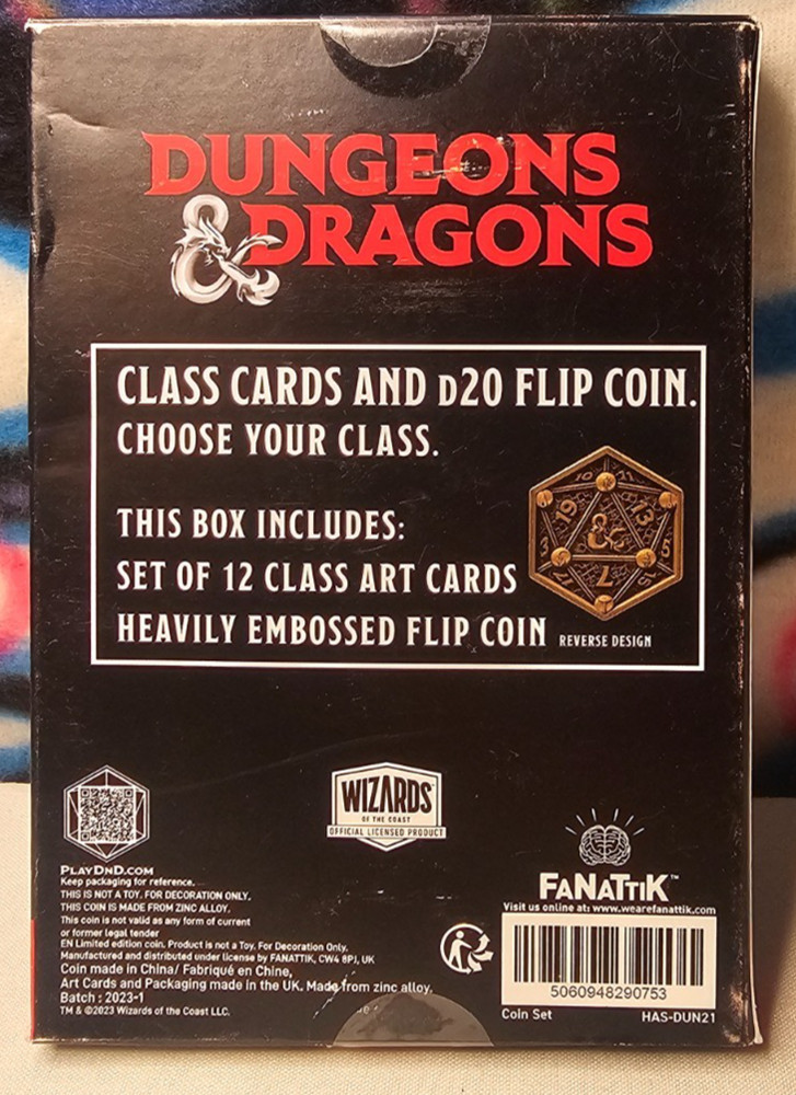 Dungeons & Dragons Class Cards and D20 Flip Coin