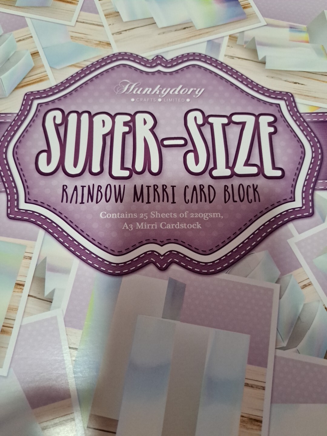 25 Sheets Of Hunkydory - Super-Size Mirri Card Block A3 - Rainbow