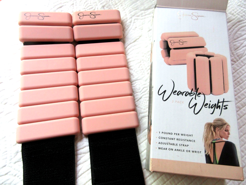 JESSICA SIMPSON WEARABLE WEIGHTS PINK 1 lb. PER WEIGHT ANKLE ARM ADJUSTABLE SOF