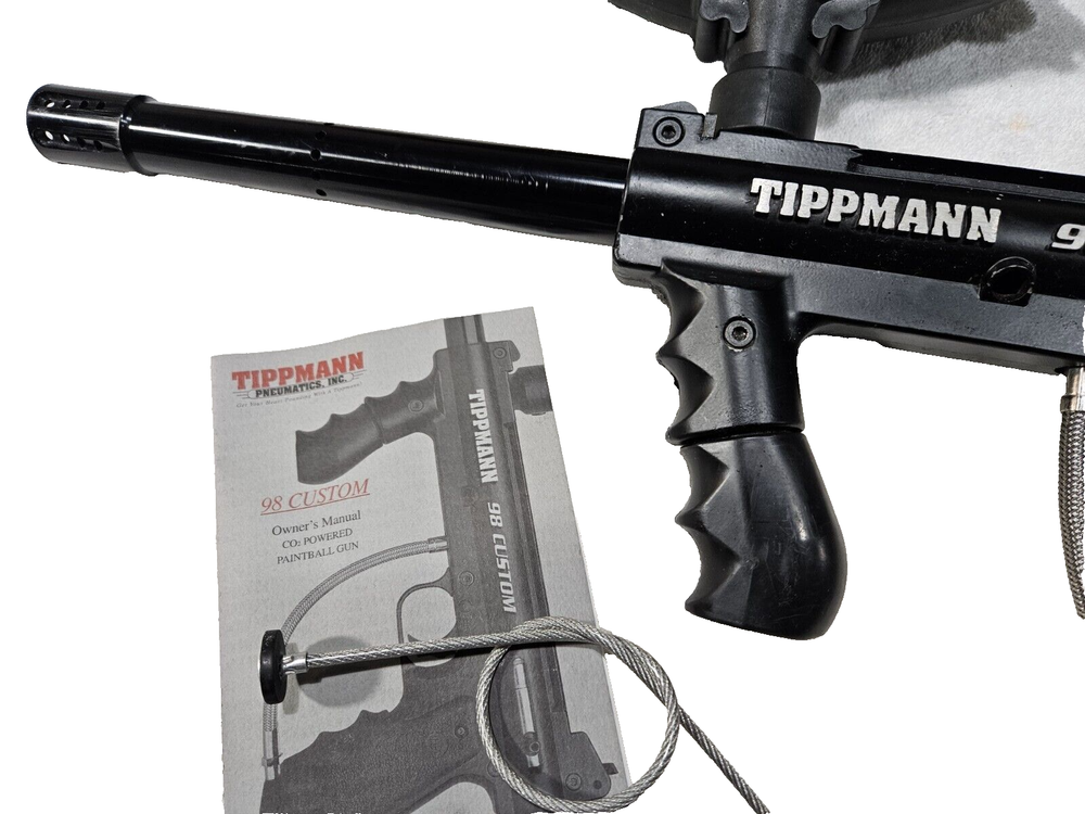 Tippmann Model 98 Custom Paintball Gun with Barrel Feeder Loader Manual Squeegee