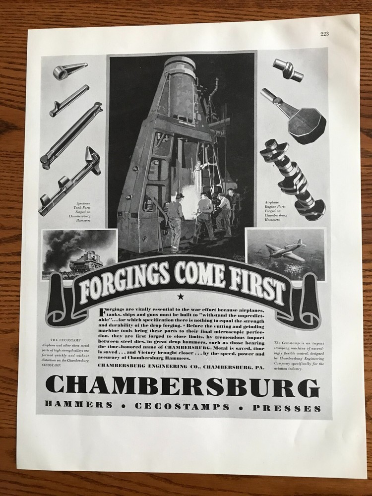 Chambersburg Forge Produces War Materials    WWII Ad