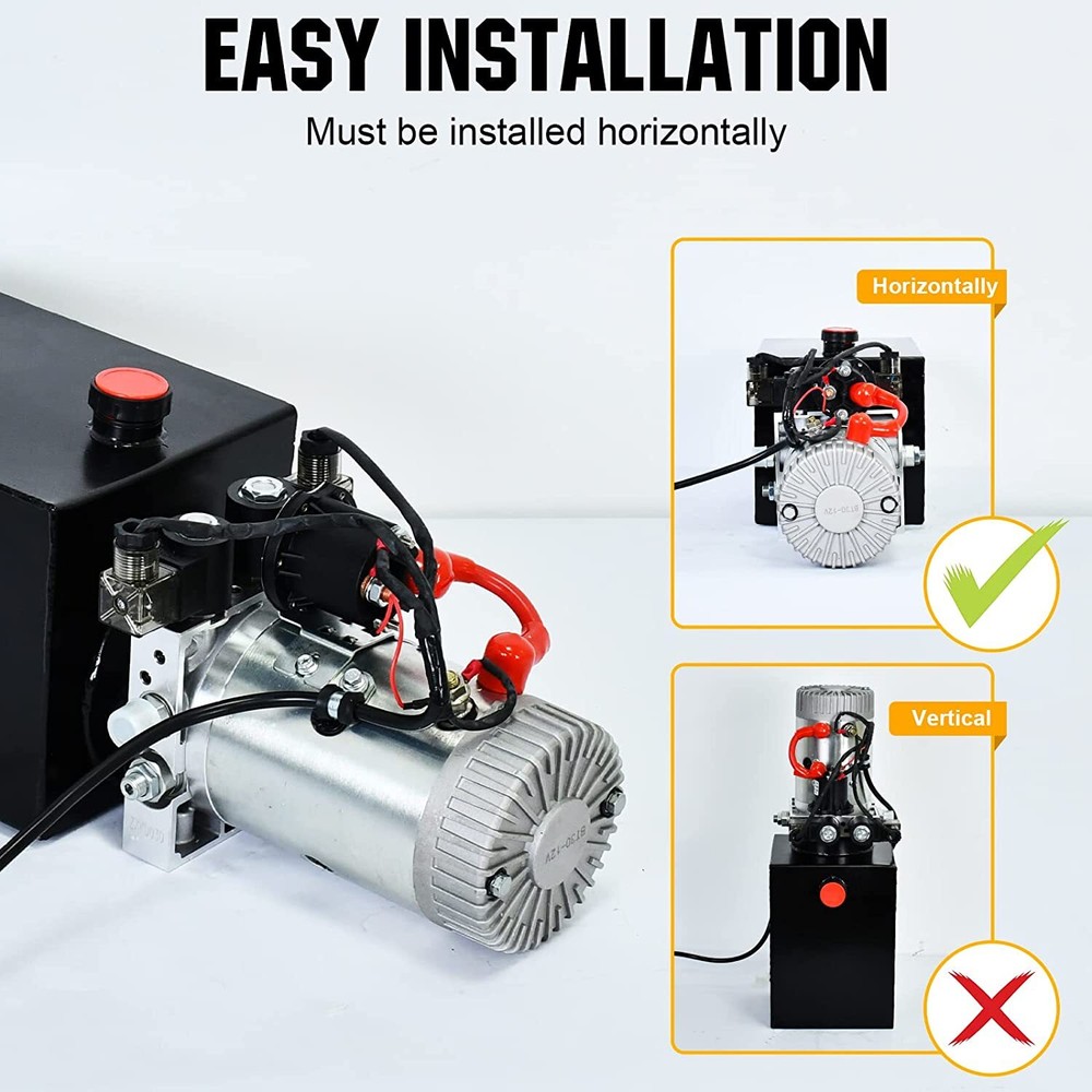 15 Quart Double Acting Hydraulic Pump Dump Trailer DC 12V Unit Pack Power Unit