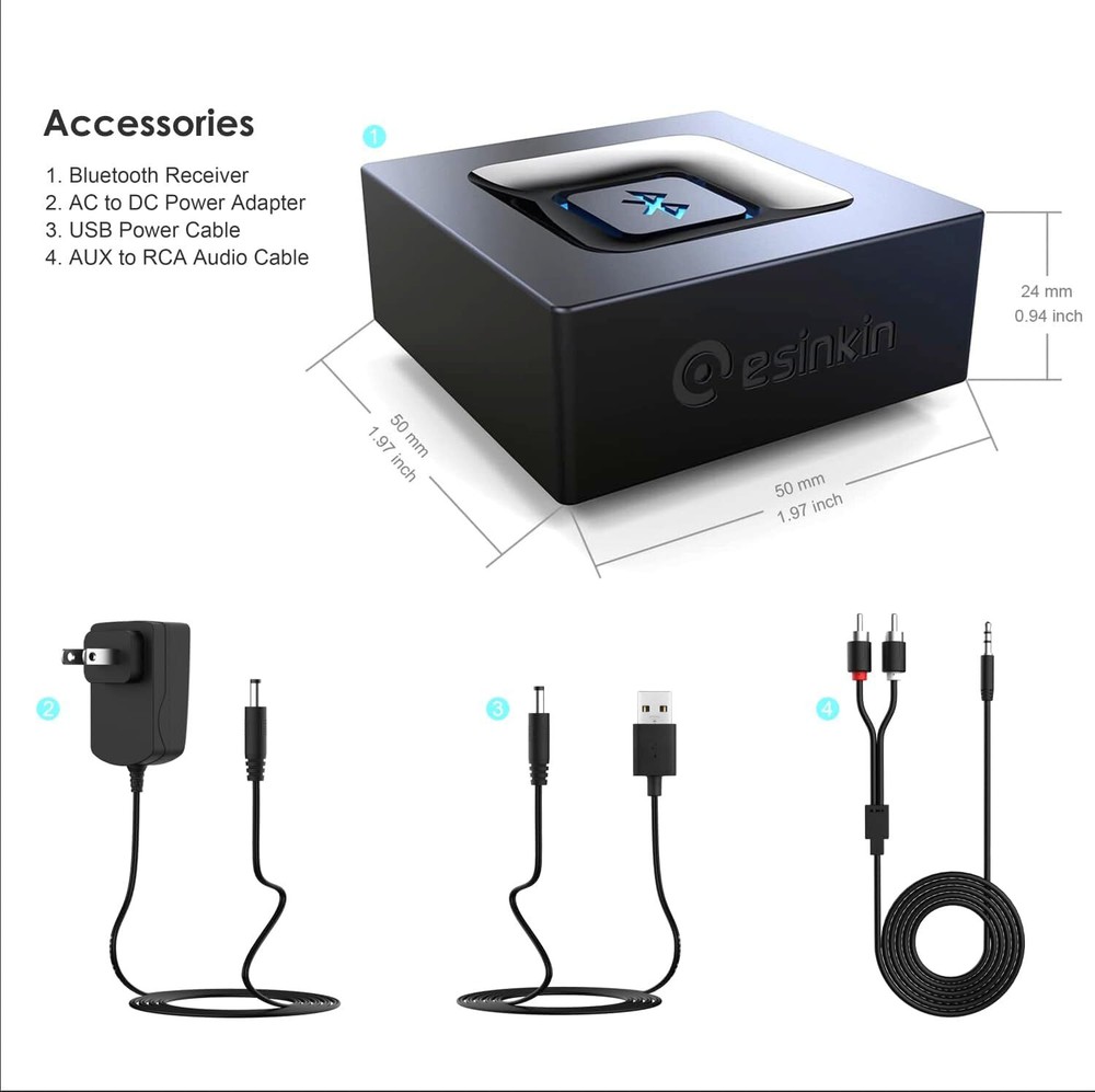Bluetooth Audio Adapter for Music Streaming Sound System, Wireless Audio Adapter