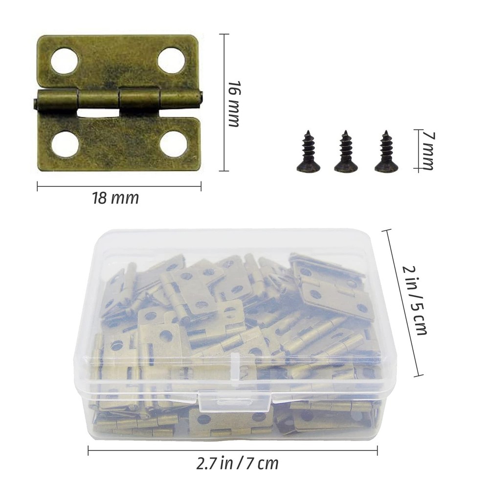 100 Pieces Small Hinges for Wooden Box Bronze Mini Tiny Hinge