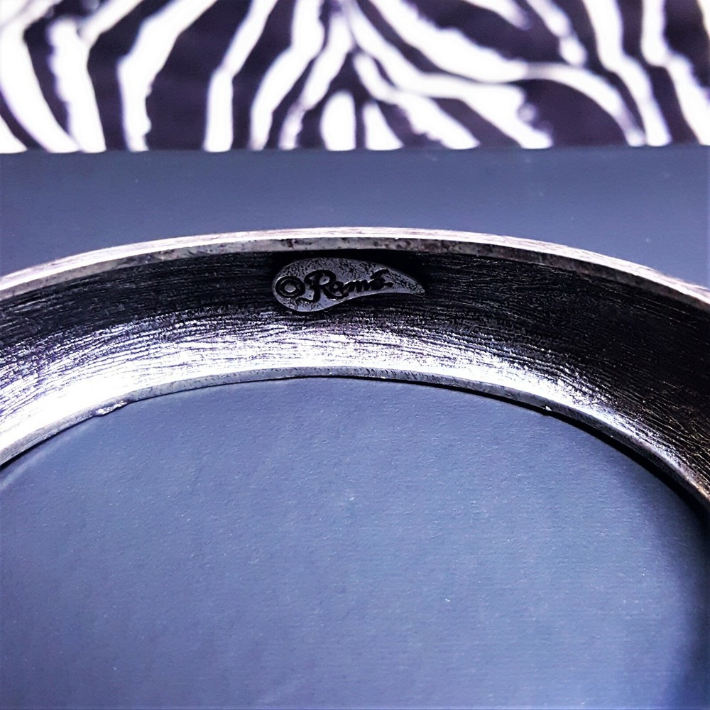 1960s Modernist Designer RAME Hinged Clamper Bangle Bracelet Leaf MCM Vintage