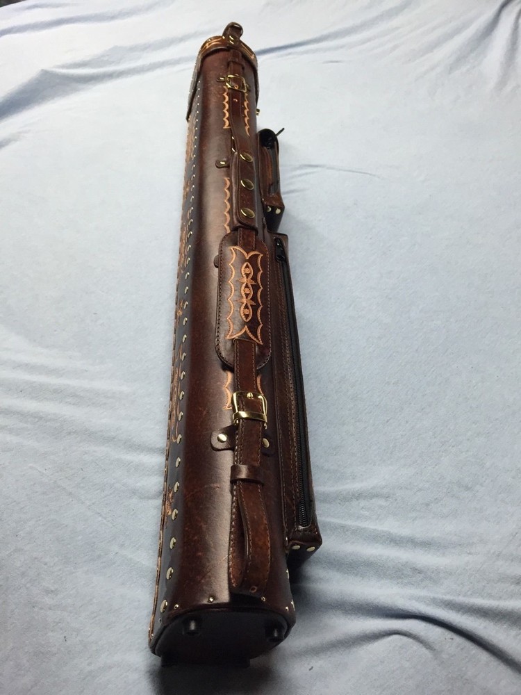 Win Genuine Tooled Leather 3 Butt 5 Shaft 3x5 Cue Case ( A Stunner )