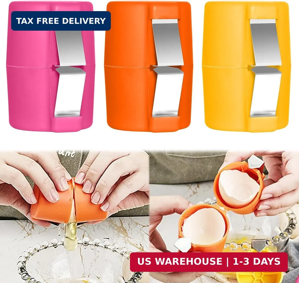 3 PCS Egg Shell Opener Egg Separator for Raw Eggs,Hard Boiled Egg Peeler Egg Cub