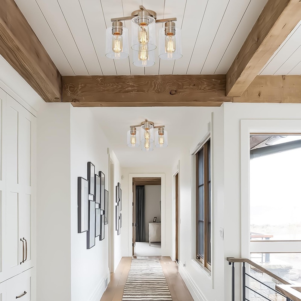 Semi Flush Mount Ceiling Light Kitchen Lighting Fixtures Ceiling Brushed Nick...