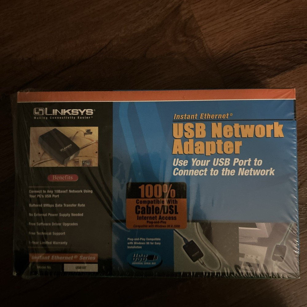 Linksys USB Network Adapter Model No. USB10T Cable DSL Compatible Ethernet
