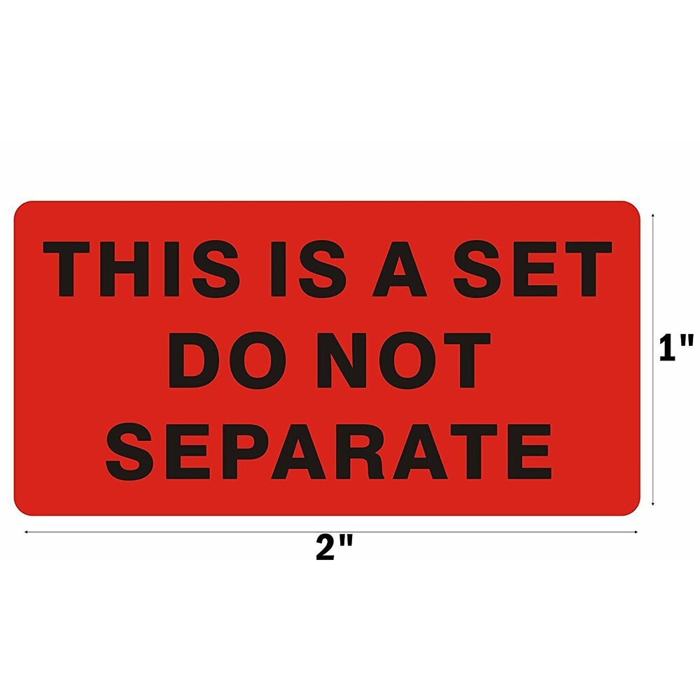 4 Rolls Red Warning Sticker THIS IS A SET DO NOT SEPARATE Packaging Labels 1X2