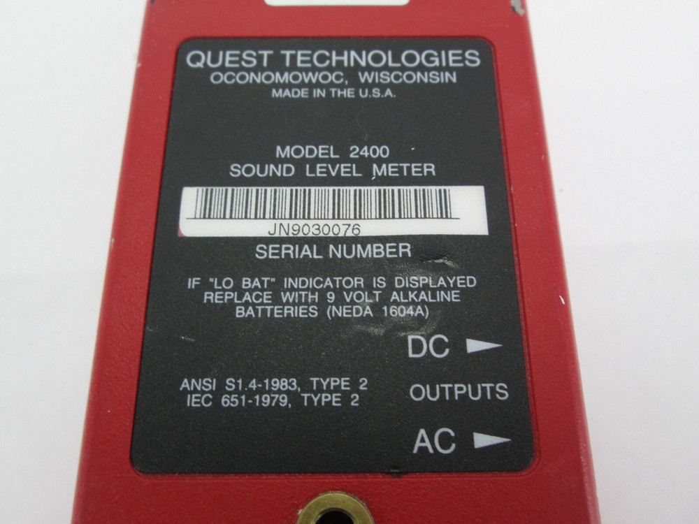 Quest Technologies Sound Level Meter Model 2400 Handheld Test Device