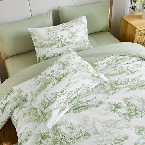 Sage Comforter Set 7 Pieces Botanical Comforters with Sheets, King Green