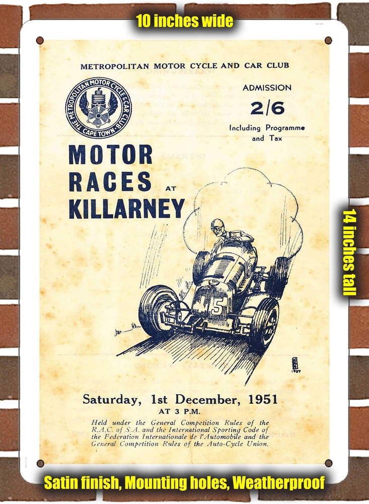 Metal Sign - 1951 Killarney Racing Program - 10x14 inches