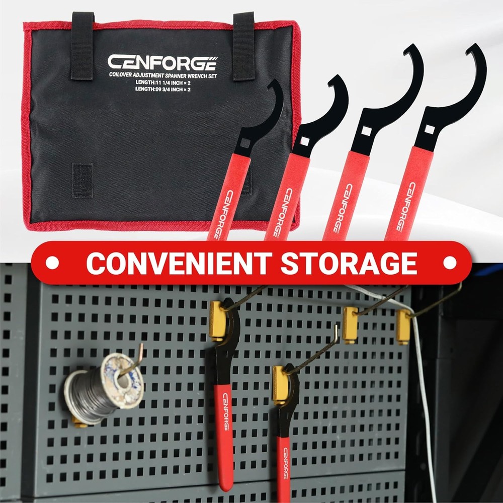 Cenfoge Universal Coilover Adjustment Spanner Wrench Set, 4-PC. Tool Kit for Sus