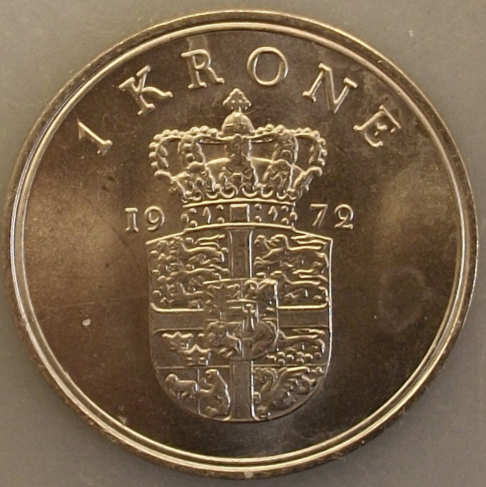 1972 Denmark 1 Kroner UNC BU prwrwt