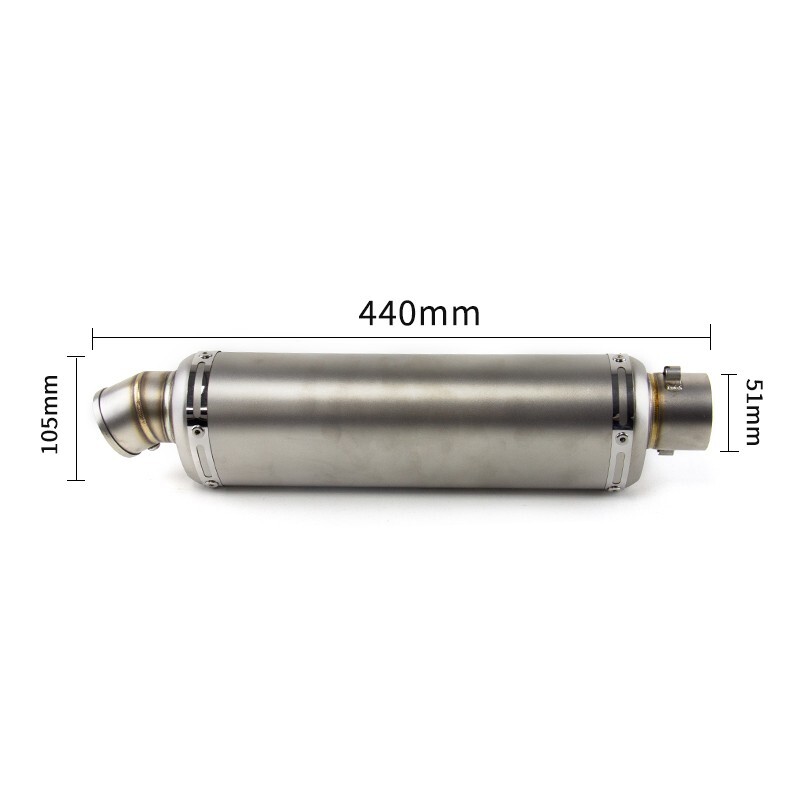 440mm Universal Exhaust Pipe 51mm Muffler Tip With DB Killer For Motorcycle ATV