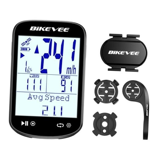 Wireless Bike Computer GPS Bundle, Speedometer & Black-C【Dual Mount + Cadence】