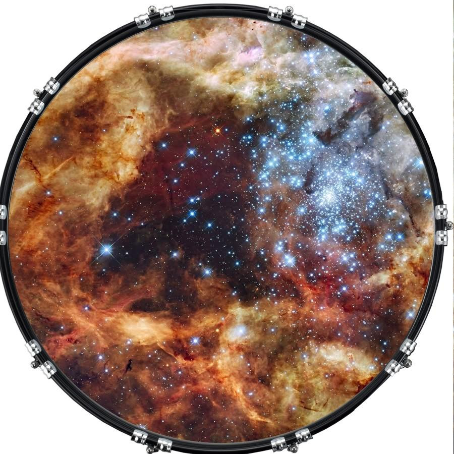 20" Custom Bass Kick Drum Front Head Graphic Graphical Space Clouds