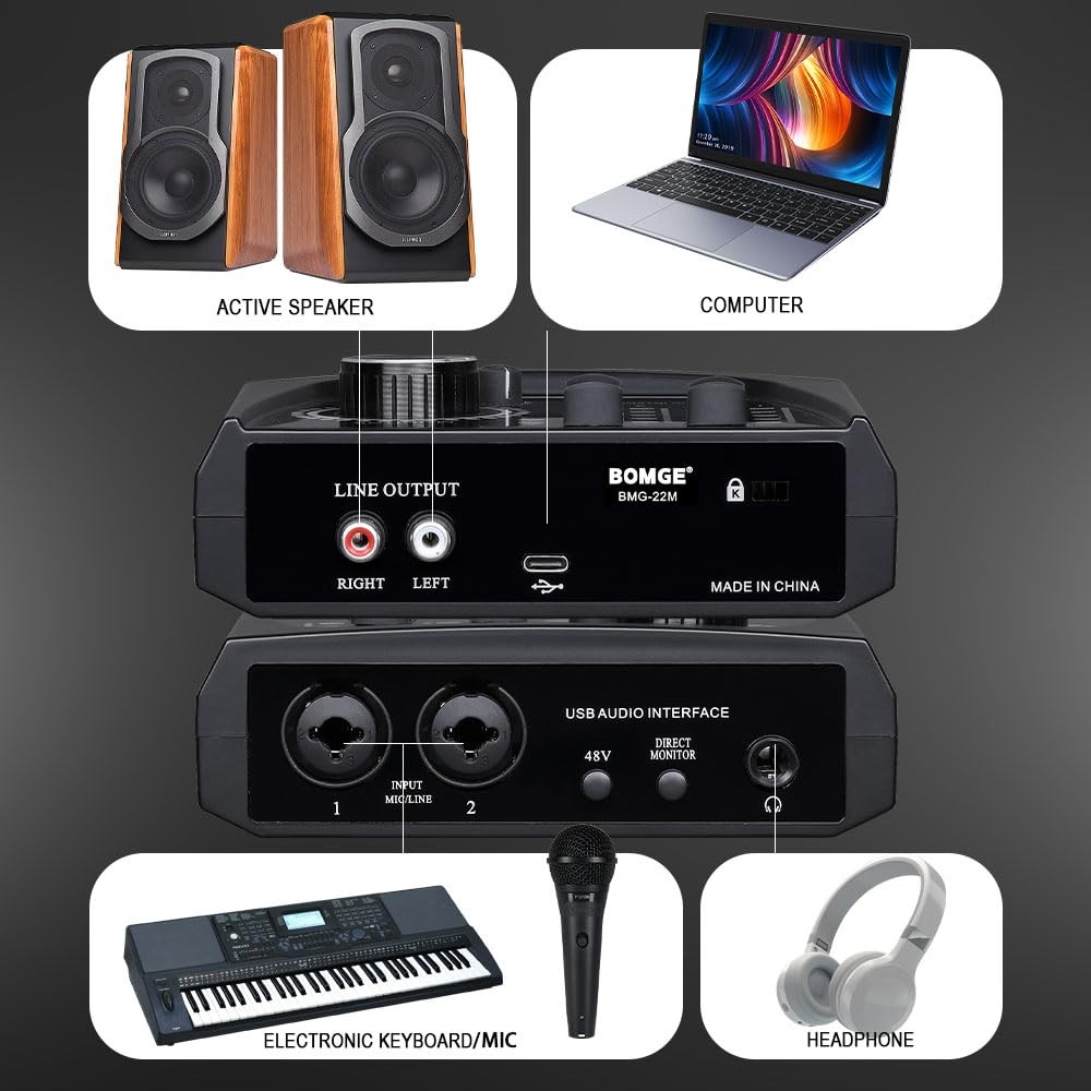 mini 2 Channel USB Audio Interface for Recording, Streaming and Podcasting, w...
