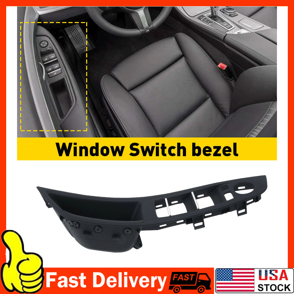 For BMW 520i 528i Black Driver Door Left Pull Handle Window Switch Cover Trim