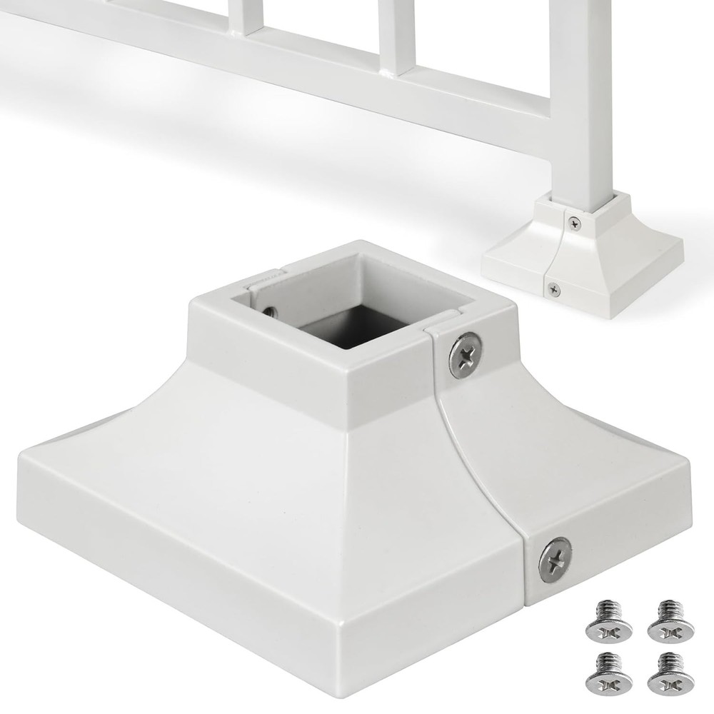 2pcs 1.25" Aluminum Deck Post Railing Bracket Covers, White