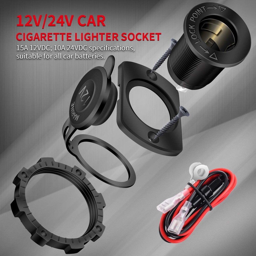 DaierTek 12V Cigarette Lighter Socket Replacement Female Connector DC No LED