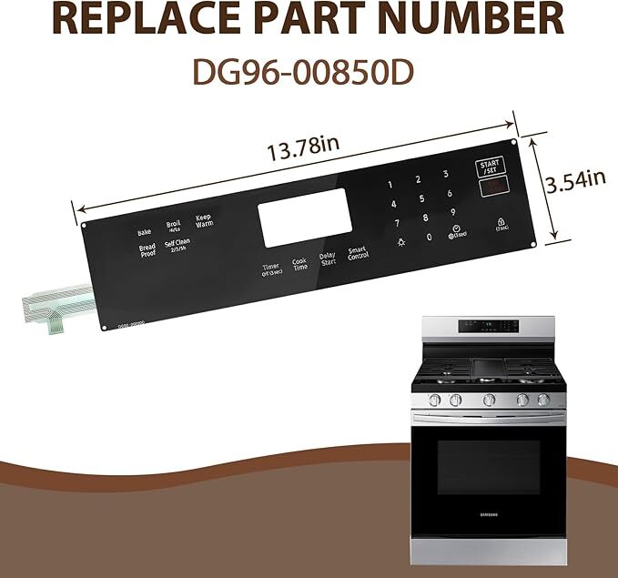 DG96-00850D Range Membrane Switch Touchpad Control Panel For Samsung Gas Ovens
