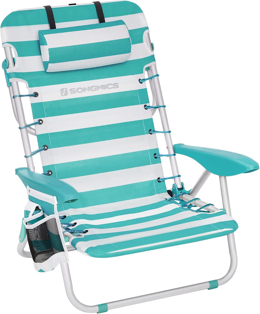 Portable Backpack Beach Chair, 331 Lb Capacity, 4 Angles Adjustable Backrest, 2