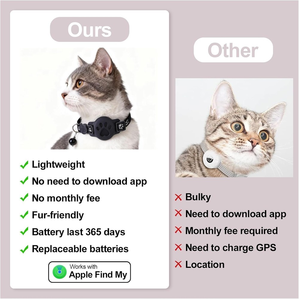 YeQIENGC GPS Cat Collar with Bluetooth Tracker Holder - Breakaway Adjustable (7.