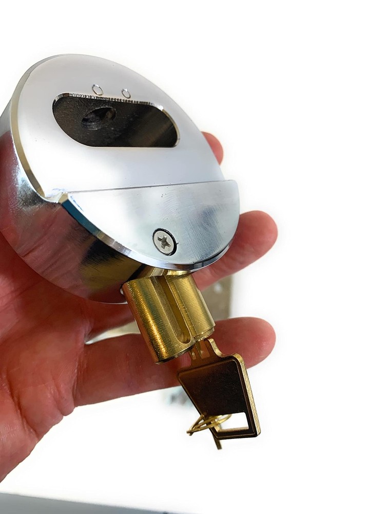 Puck Lock with Hasp and Mounting Hardware, Round Padlock, Bolt on Security. Stee