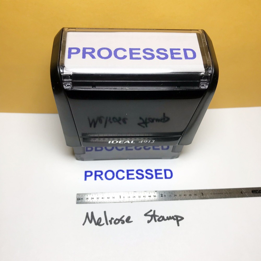 Processed Rubber Stamp Blue Ink Self Inking Ideal 4913