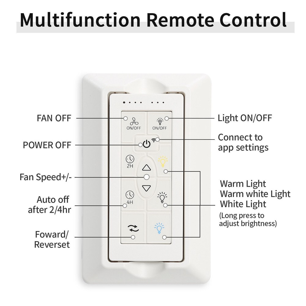 Sofucor 72'' Large Smart 8 Blades Ceiling Fan LED Light Remote Control Timer APP