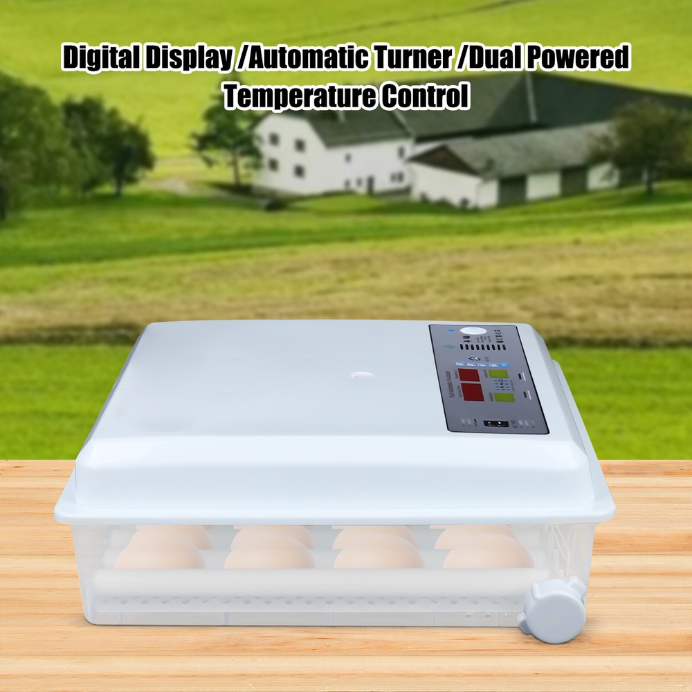 64 Eggs Digital Automatic Hatcher White Egg Incubator for Hatching Chicken Farm