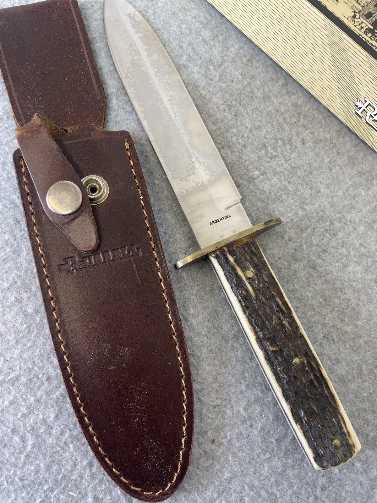 J. Russell Green River Works Argentina Bowie Knife Stag Handle