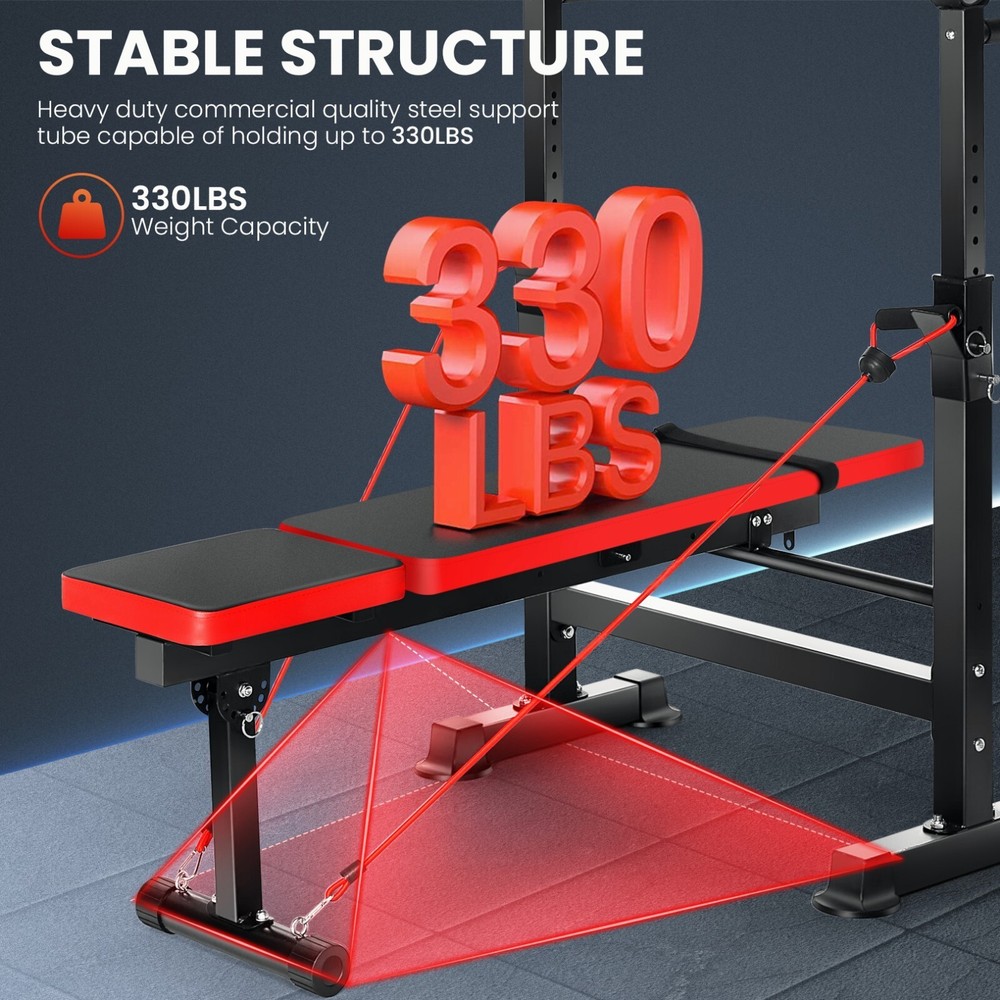 Workout Bench, MAX 900lbs Adjustable Weight Bench,Flat Workout Bench for Home